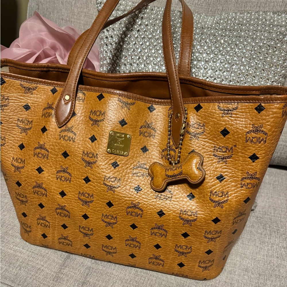 MCM Cognac Visetos Tote Bag